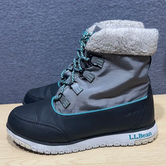L.L. Bean Womens Ultralight Quilted Insulated Waterproof Boots Lace-Up Size 8 - Picture 1 of 10